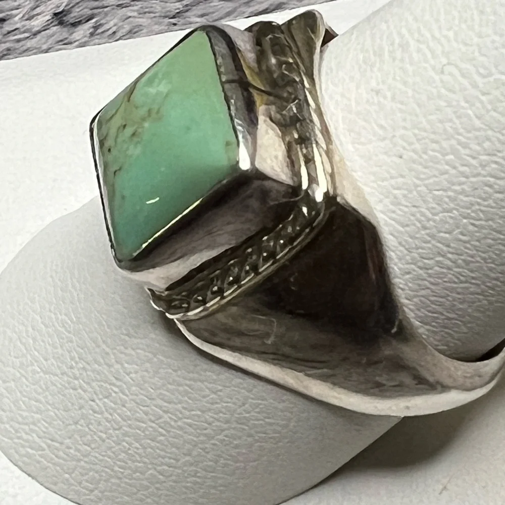 Bezel set Square Turquoise Men’s Ring Size 10